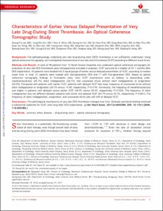 Characteristics of Earlier Versus Delayed Presentation of Very Late Drug-Eluting Stent Thrombosis: An Optical Coherence Tomographic Study