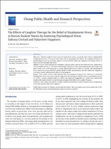 The Effects of Laughter Therapy for the Relief of Employment-Stress in Korean Student Nurses by Assessing Psychological Stress Salivary Cortisol and Subjective Happiness