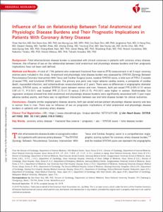 Influence of Sex on Relationship Between Total Anatomical and Physiologic Disease Burdens and Their Prognostic Implications in Patients With Coronary Artery Disease