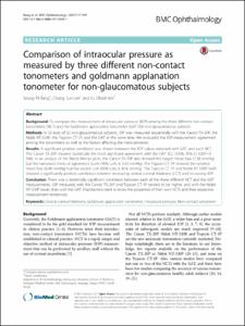 Comparison of Intraocular Pressure as Measured by Three Different Non-contact Tonometers and Goldmann Applanation Tonometer for Non-glaucomatous Subjects