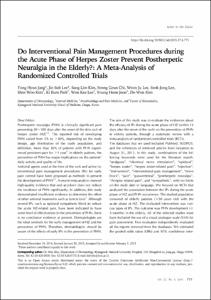 Do Interventional Pain Management Procedures during the Acute Phase of Herpes Zoster Prevent Postherpetic Neuralgia in the Elderly? A Meta-Analysis of Randomized Controlled Trials