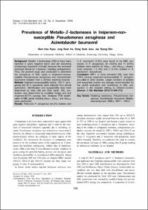 Prevalence of Metallo-β-lactamases in Imipenem-non-susceptible Pseudomonas aeruginosa and Acinetobacter baumannii