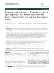 Prevalence and risk factors of superior segmental optic hypoplasia in a Korean population: the Korea National Health and Nutrition Examination
Survey