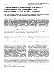Thioridazine enhances sensitivity to carboplatin in human head and neck cancer cells through downregulation of c-FLIP and Mcl-1 expression