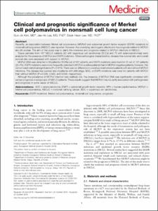 Clinical and prognostic significance of merkel cell polyomavirus in non-small cell lung cancer.