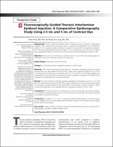 Fluoroscopically Guided Thoracic Interlaminar Epidural Injection: A Comparative Epidurography Study Using 2.5 mL and 5 mL of Contrast Dye