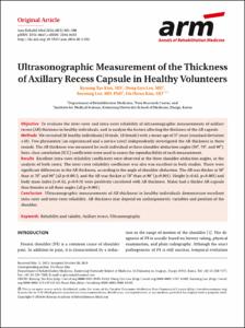 Ultrasonographic Measurement of the Thickness of Axillary Recess Capsule in Healthy Volunteers