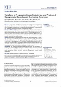 Usefulness of Preoperative Serum Testosterone as a Predictor of Extraprostatic Extension and Biochemical Recurrence