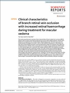 Clinical characteristics of branch retinal vein occlusion with increased retinal haemorrhage during treatment for macular oedema
