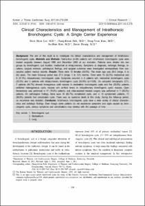 Clinical Characteristics and Management of Intrathoracic Bronchogenic Cysts: A Single Center Experience