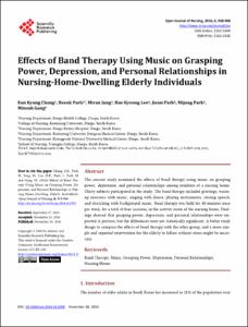 Effects of band therapy using music on grasping power, depression and personal relationships in nursing-home-dwelling elderly individuals