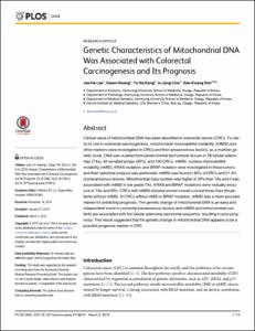 Genetic Characteristics of Mitochondrial DNA Was Associated with Colorectal Carcinogenesis and Its Prognosis