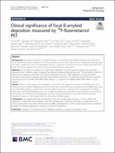 Clinical significance of focal ß-amyloid deposition measured by 18F-flutemetamol PET