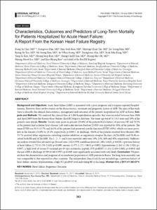 Characteristics, Outcomes and Predictors of Long-Term Mortality for Patients Hospitalized for Acute Heart Failure: A Report From the Korean Heart Failure Registry