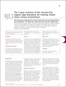The 7-year outcome of the tension-free  vaginal tape procedure for treating female stress urinary incontinence