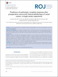 Predictors of pathologic complete response after preoperative concurrent chemoradiotherapy of rectal cancer: a single center experience