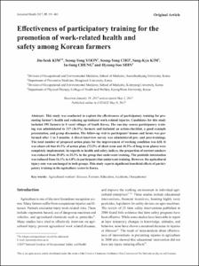 Effectiveness of participatory training for the promotion of work-related health and safety among Korean farmers.