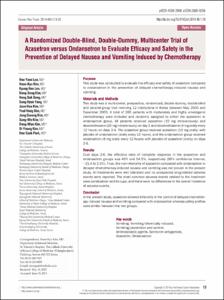 A Randomized Double-Blind, Double-Dummy, Multicenter Trial of Azasetron versus Ondansetron to Evaluate Efficacy and Safety in the Prevention of Delayed Nausea and Vomiting Induced by Chemotherapy