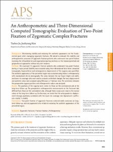 An Anthropometric and Three-Dimensional Computed Tomographic Evaluation of Two-Point Fixation of Zygomatic Complex Fractures