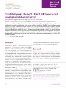Prenatal diagnosis of a 7q21.13q22.1 deletion detected using high-resolution microarray