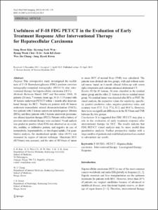 Usefulness of F-18 FDG PET/CT in the Evaluation of Early Treatment Response After Interventional Therapy for Hepatocellular Carcinoma