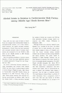 Alcohol intake in relation to cardiovascular risk factors among(middle age) South Korea men