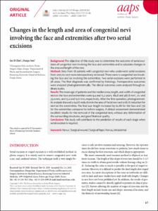 Changes in the length and area of congenital nevi involving the face and extremities after two serial excisions