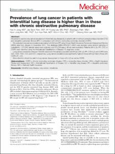 Prevalence of lung cancer in patients with interstitial lung disease is higher than in those with chronic obstructive pulmonary disease