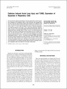 Cadmium Induced Acute Lung Injury and TUNEL Expression of Apoptosis in Respiratory Cells