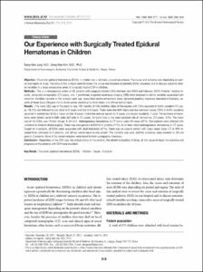 Our Experience with Surgically Treated Epidural Hematomas in Children