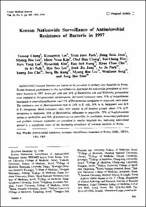Korean Nationwide Surveillance of Antimicrobial Resistance of bacteria in 1997