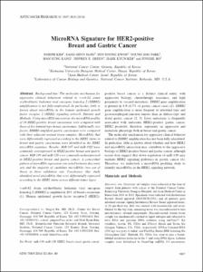 MicroRNA Signature for HER2-positive Breast and Gastric Cancer