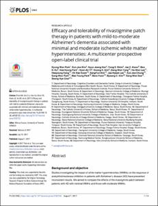 Efficacy and tolerability of rivastigmine patch therapy in patients with mild-to-moderate Alzheimer’s dementia associated with minimal and moderate ischemic white matter hyperintensities: A multicenter prospective open-label clinical trial