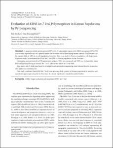 Evaluation of KRAS let-7 lcs6 Polymorphism in Korean Populations
by Pyrosequencing