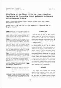 CEA Study on the Effect of the No-touch Isolation Technique for Preventing Tumor Metastasis in Patients with Colorectal Cancer