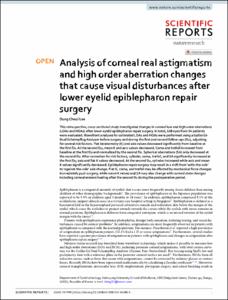 Analysis of corneal real astigmatism and high order aberration changes that cause visual disturbances after lower eyelid epiblepharon repair surgery