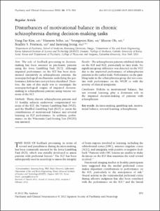 Disturbances of motivational balance in chronic schizophrenia during decision-making tasks