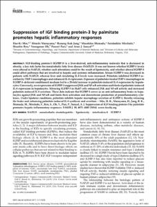 Suppression of IGF binding protein-3 by palmitate promotes hepatic inflammatory responses