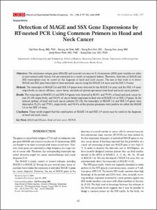 Detection of MAGE and SSX Gene Expressions by RT-nested PCR Using Common Primers in Head and Neck Cancer