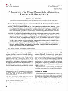 A Comparison of the Clinical Characteristics of Intermittent Exotropia in Children and Adults