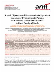 Rapid, objective and non-invasive diagnosis of sudomotor dysfunction in patients with lower extremity dysesthesia: A cross-sectional study
