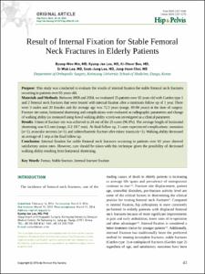 Result of Internal Fixation for Stable Femoral Neck Fractures in Elderly Patients