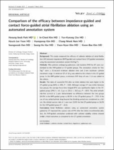 Comparison of the efficacy between impedance-guided and contact force-guided atrial fibrillation ablation using an automated annotation system
