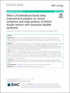Effects of Biofeedback-Based Sleep Improvement Program on Urinary Symptoms and Sleep Patterns of Elderly Korean Women With Overactive Bladder Syndrome