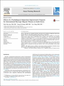 Effects of a Psychological Adaptation Improvement Program for International Marriage Migrant Women in South Korea