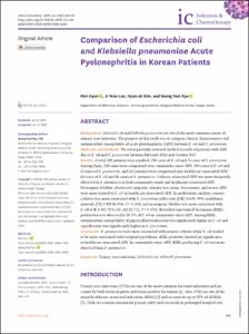 Comparison of Escherichia coli and Klebsiella pneumoniae Acute Pyelonephritis in Korean Patients