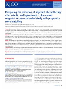 Comparing the initiation of adjuvant chemotherapy after robotic and laparoscopic colon cancer surgeries: A case-controlled study with propensity score matching