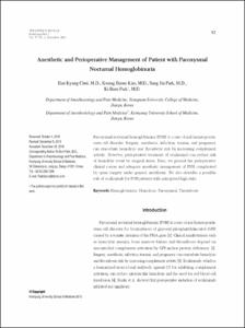 Anesthetic and Perioperative Management of Patient with Paroxysmal Nocturnal Hemoglobinuria