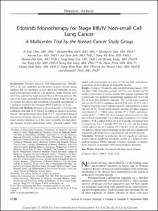 Erlotinib Monotherapy for Stage IIIB/IV Non-small Cell Lung Cancer A Multicenter Trial by the Korean Cancer Study Group