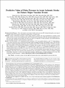 Predictive Value of Pulse Pressure in Acute Ischemic Stroke for Future Major Vascular Events